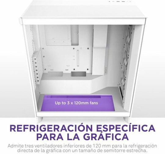 NZXT H7 Flow (2024) Gaming Midi Tower Κουτί Υπολογιστή με Πλαϊνό Παράθυρο Λευκό