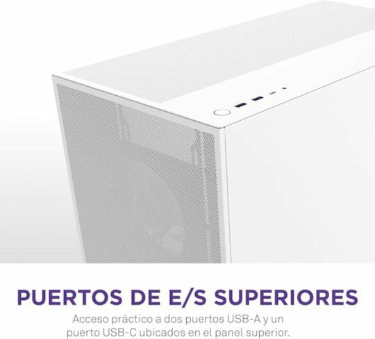 NZXT H7 Flow (2024) Gaming Midi Tower Κουτί Υπολογιστή με Πλαϊνό Παράθυρο Λευκό