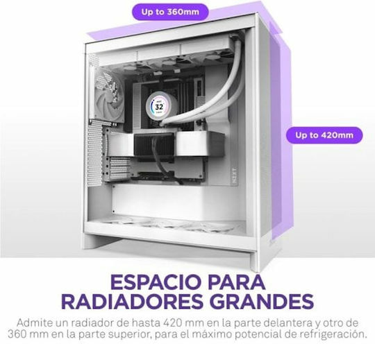 NZXT H7 Flow (2024) Gaming Midi Tower Κουτί Υπολογιστή με Πλαϊνό Παράθυρο Λευκό
