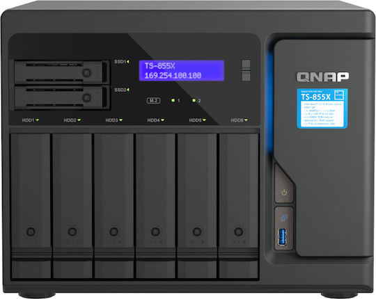 QNap TS-855X-8G NAS με 8 θέσεις για HDD/M.2/SSD και 2 θύρες Ethernet