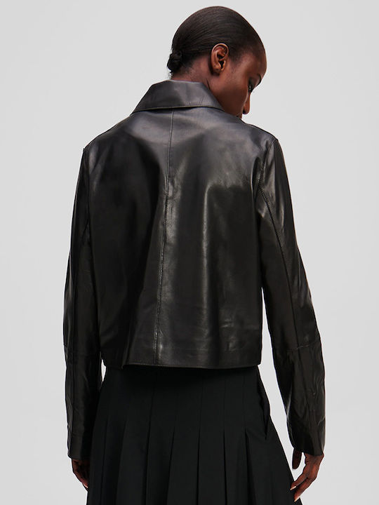 Karl Lagerfeld Leather Jacket Leather BLACK