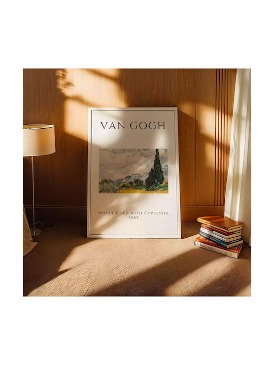 Poster Van Gogh Wheat Field Cypresses Art002 21cm X 30cm White Frame PVC 18x24