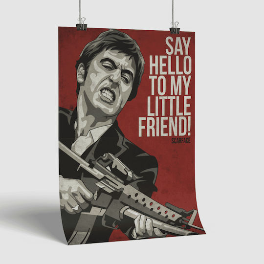 Poster Scarface Mv009 21cm X 30cm Λευκό Κάδρο Pvc 18x24