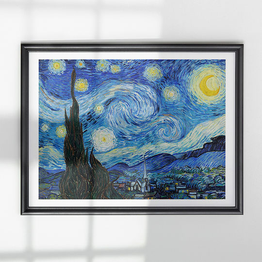 Poster Van Gogh Sternennacht Art105 21cm x 30cm Weißer Rahmen PVC 18x24
