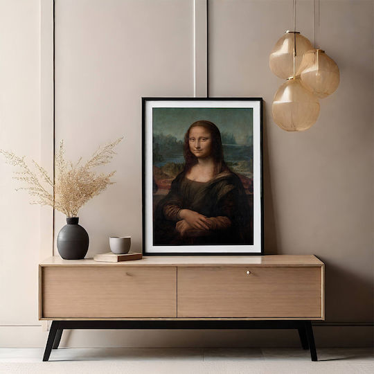 Постер Леонардо да Винчи Мона Лиза Art159 21см X 30см Бяла Рамка PVC 18x24