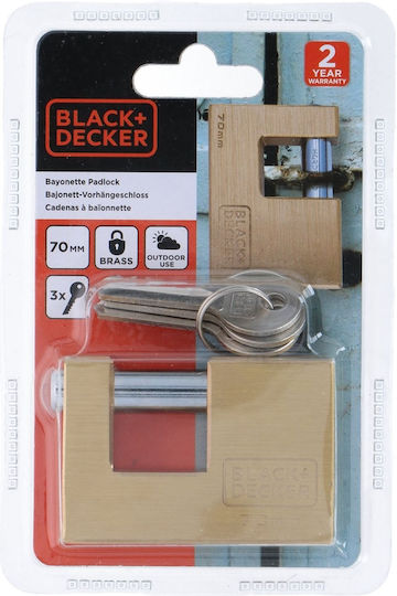 Black & Decker Месингово Лукето Моноблок с ключ 70мм Черен 1бр