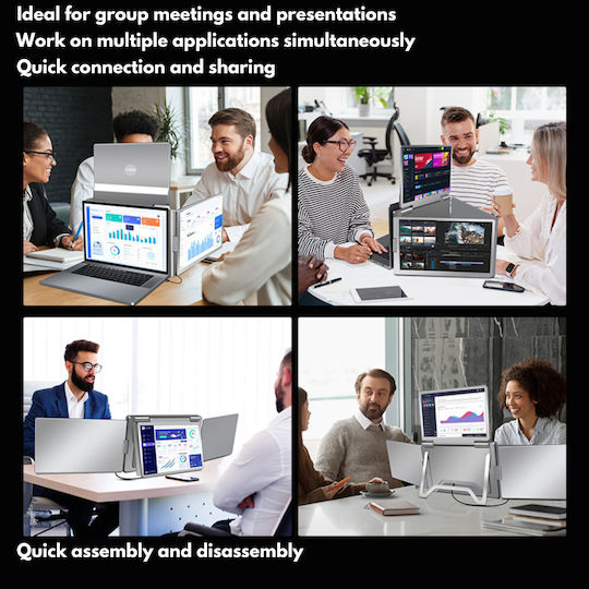 Quad-screen Expandable Portable Laptop 3 X 14" Full Hd 1200p Screens 100% Srgb Foldable Rotatable 360° Compatible 13"-17.3" Laptops Windows Macos Complete Workstation Multitasking