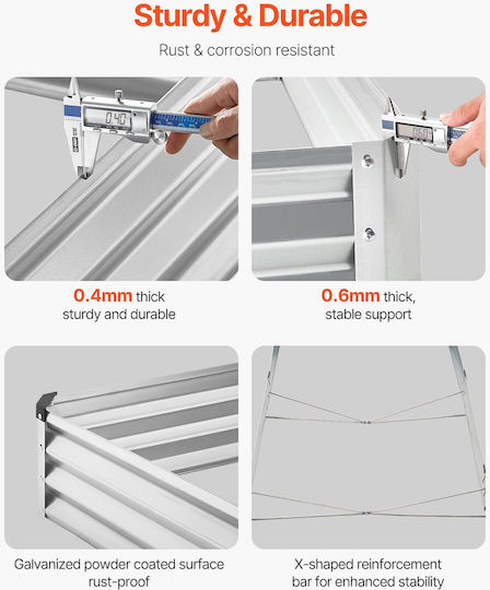 Vevor Кутия за саксии Метал Silver 365.76x121.92x30.48см.