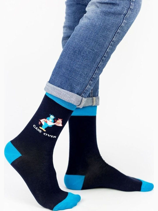 Herrenmodische Socken Game Over Baumwolle Cotbox 31770 Dunkelblau