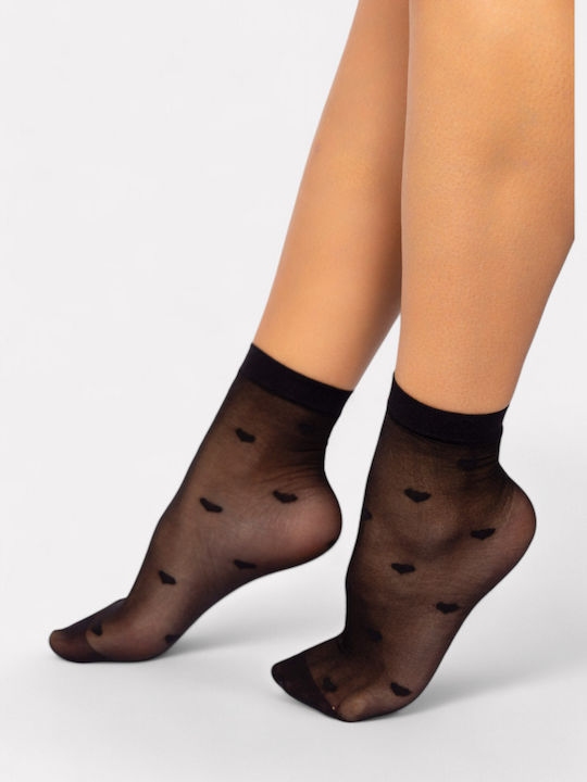 Damen Socken Herzdesign Linea D'oro Ldk276-schwarz Damen Socken Herzdesign Linea D'oro Ldk276-schwarz
