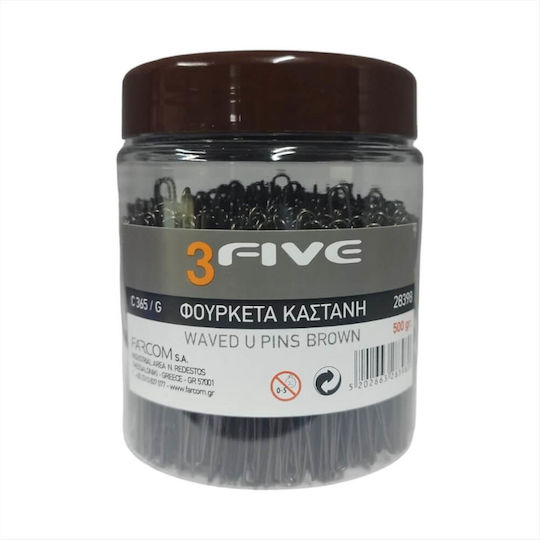 Farcom Διακοσμητικά Τσιμπιδάκια Μαλλιών Καφέ 3Five 6.5cm 500gr
