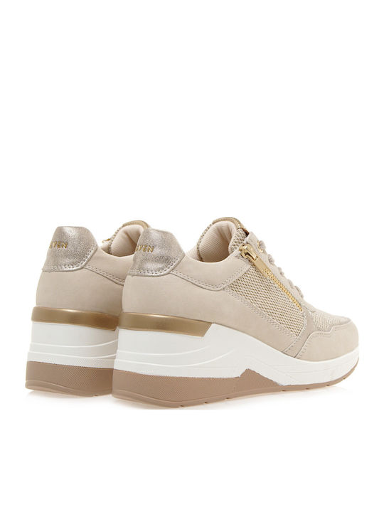 Wedges Sneakers Beige Glitter