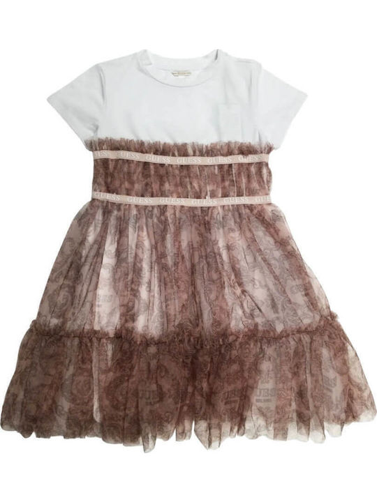 Children's Dress Short Sleeve Tulle Brown
