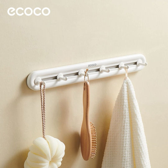 Ecoco Άγκιστρο Μπάνιου Μονό με Αυτοκόλλητο ​40x40cm Λευκό