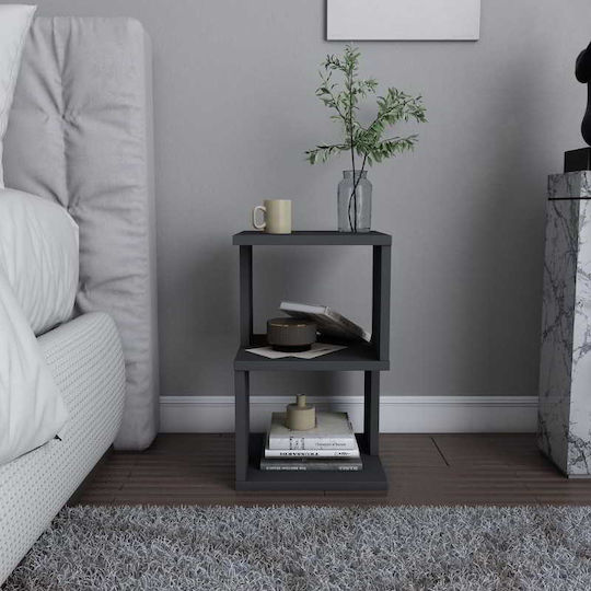 Bedside Table Carter Wooden Grey 29.6x29.6x49.4cm