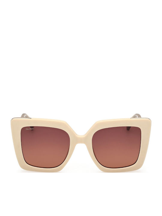 Max Mara Women's Sunglasses with Beige Plastic Frame and Brown Gradient Lens MM 0051 25F