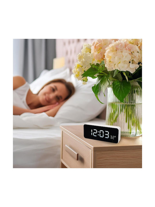 Green Blue Tabletop Digital Clock with Alarm White GB397