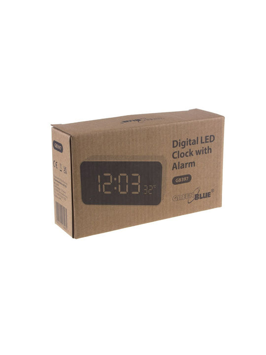 Green Blue Tabletop Digital Clock with Alarm White GB397