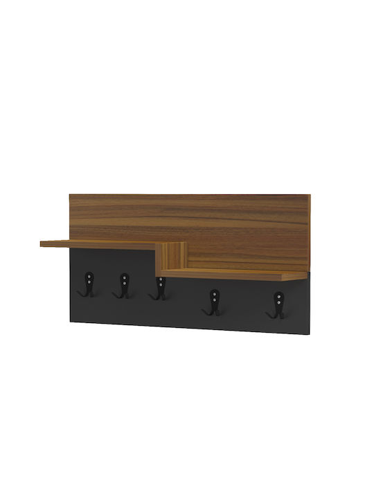 HomeMarkt Wall Hanger Nyda Wooden 6 Hooks Black 65x13.2x31cm
