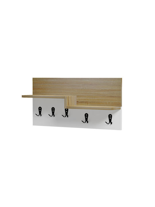 HomeMarkt Wall Hanger Nyda Wooden 6 Hooks White 65x13.2x31cm