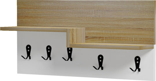 HomeMarkt Κρεμάστρα Τοίχου Nyda Ξύλινη 6 Θέσεων Λευκή 65x13.2x31cm