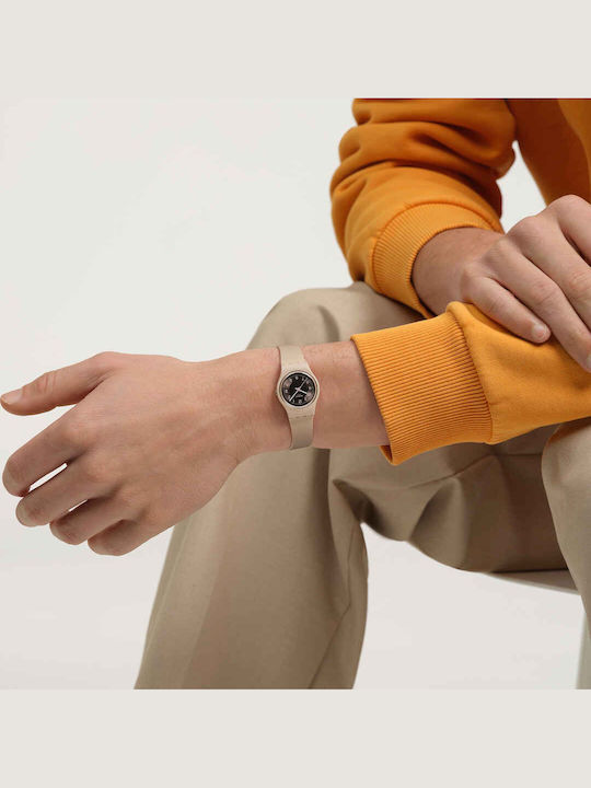 Swatch Swatch Γυναικείο Ρολόι 34mm Μπαταρίας με Καφέ Καουτσούκ Λουράκι