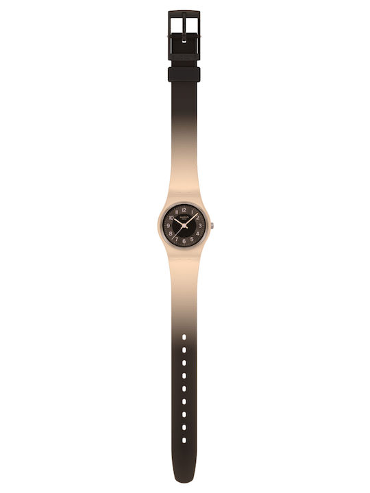 Swatch Swatch Γυναικείο Ρολόι 34mm Μπαταρίας με Καφέ Καουτσούκ Λουράκι