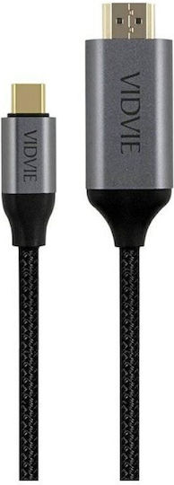 Vidvie HDMI 2.0 Premium High Speed 4K 60Hz HDR Geflochtenes HDMI-Stecker - USB-C-Stecker 2m Grau