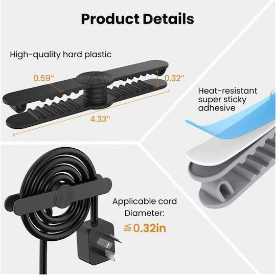 Organizator Universal de Cabluri Ahastyle Bază Neagră 3 Buc Dd06