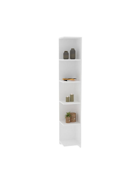 Corner Bookcase Ravella White 25x25x160cm