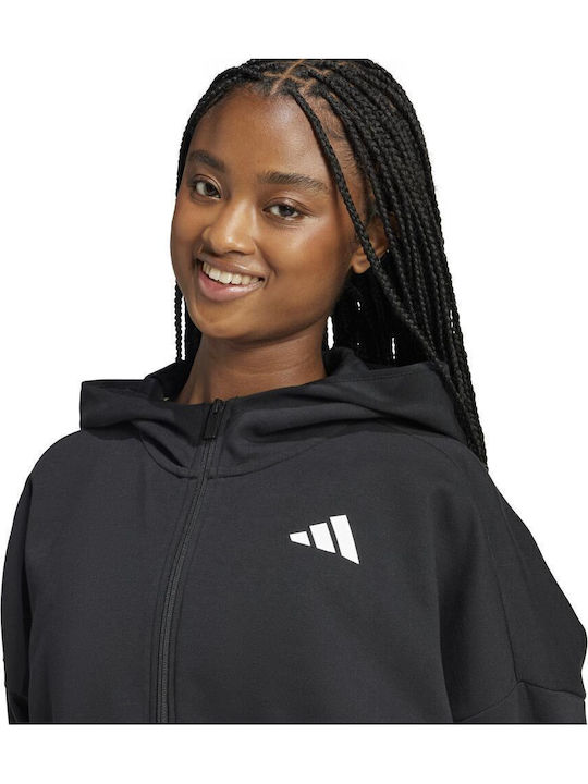 Future Icons Damen Sweatshirtjacke Kapuzen Schwarz