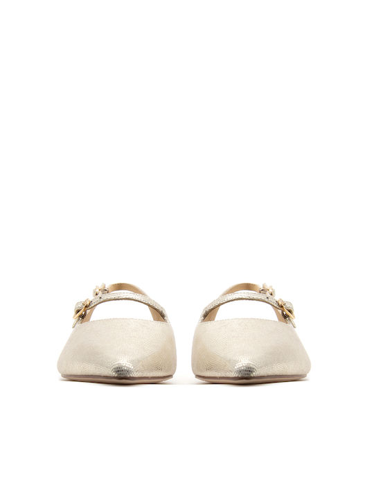 Clarks Leather Pointy Slingback Ballerinas Gold