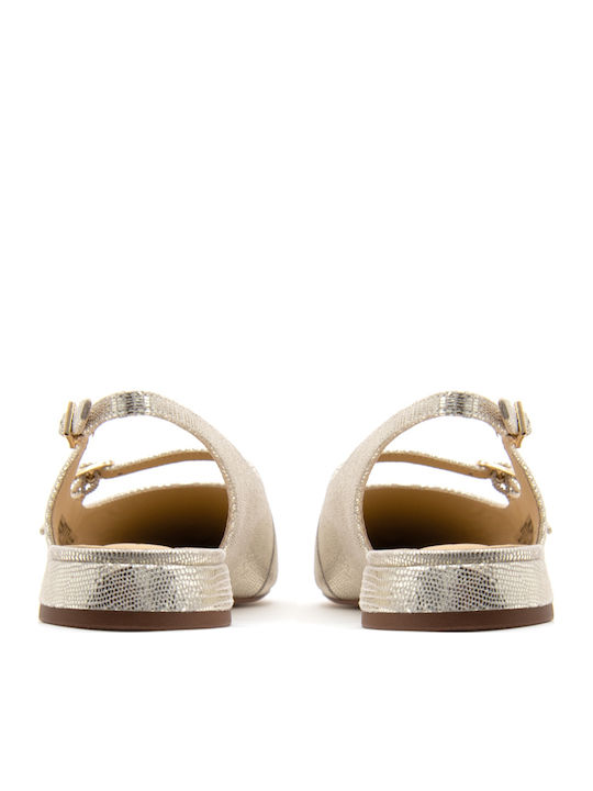 Leather Pointy Slingback Ballerinas Sensa 15 Shine Leather Slingback Mary Jane Ballerinas Gold