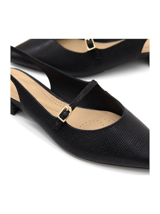 Leather Pointy Slingback Ballerinas Mules Sensa15 Shine Black