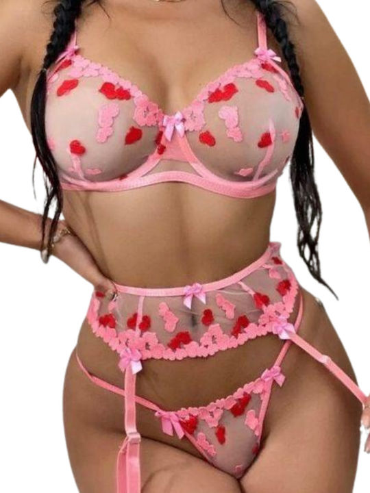 Dyana Underwear Set with Bra & String Pink