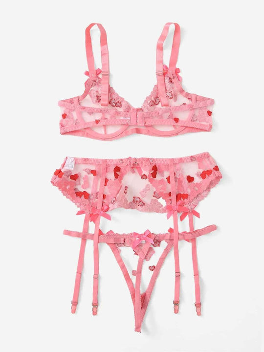 Dyana Set de Lenjerie Sutien cu Șir de caractere Roz