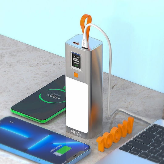 Vidvie PB777 Power Bank 20000mAh 100W με Θύρα USB-A και Θύρα USB-C Ασημί