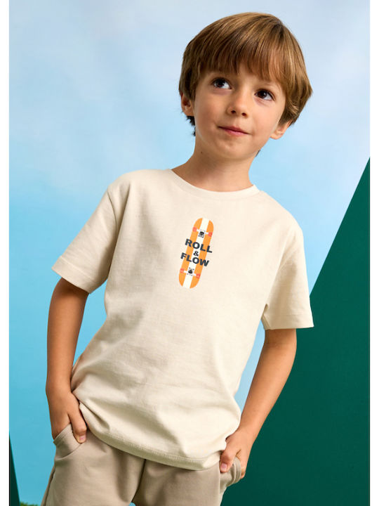 Kinder-T-Shirt Beige Roll and Flow