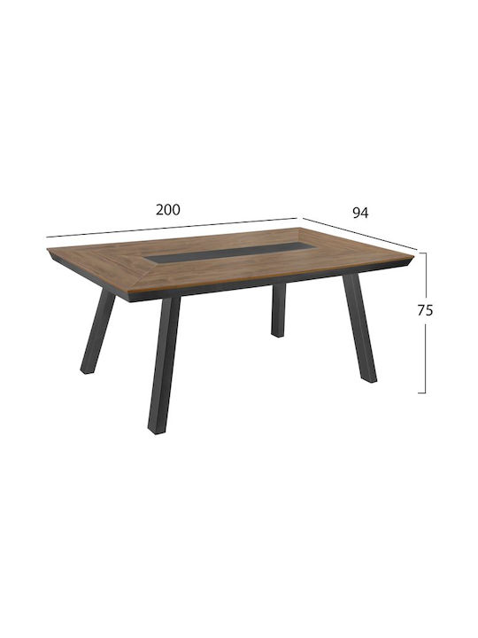 Tisch Stabil Taber Gray 200x100x75cm