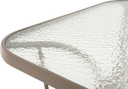 Table for Small Outdoor Spaces Metal with Glass Surface Bruno Champagne 38x38x72cm