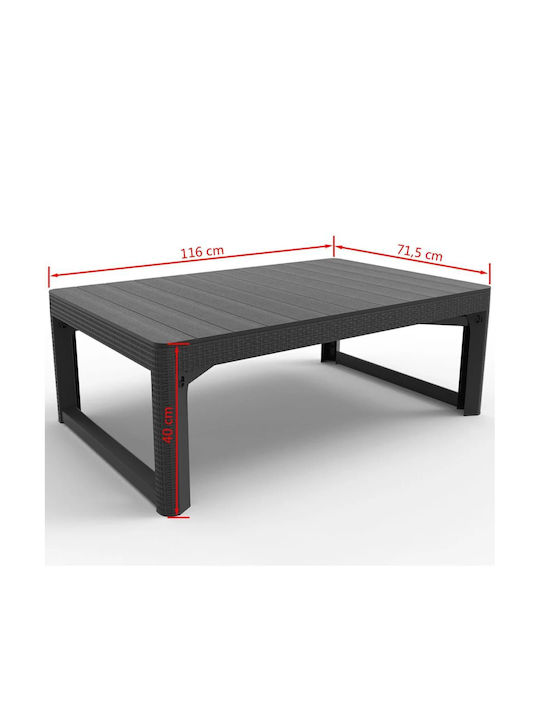 Masa Masa de lounge pentru spații exterioare Ratan Lyon Grafit 116x71.5x66buc