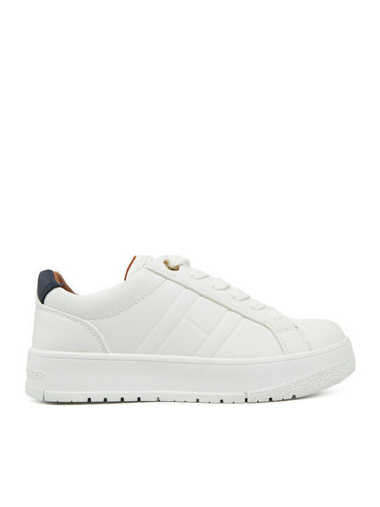 Cut Lace-up Kids Sneakers White