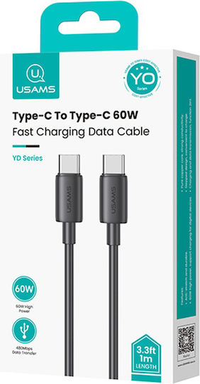 Usams Us-sj711 USB 2.0 Kabel USB-C männlich - USB-C 60W Power Delivery Schwarz 1m SJ711USB01