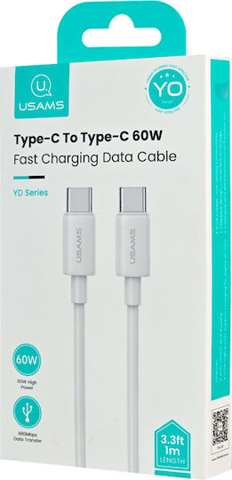 Usams Us-sj711 USB 2.0 Kabel USB-C Männlich - USB-C 60W PD Weiß 1m SJ711USB02