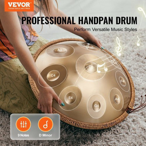 Vevor Handpan 22" 9 Notes D Minor Mallets Sdg22inch9ydcviezv0