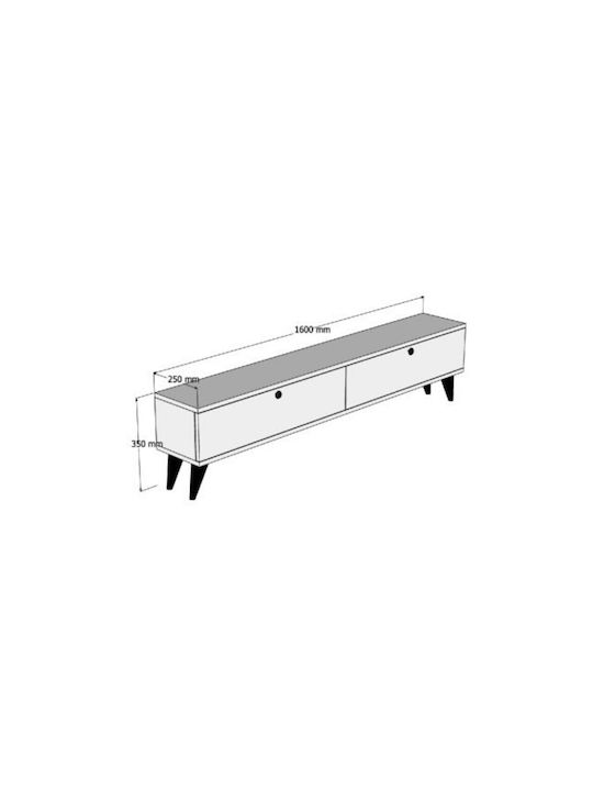 TV Stand Wooden Paris Charcoal L160xW25xH35cm