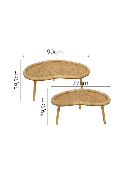 Oval Coffee Table Kamira Wooden Natural L90xW59xH39cm.