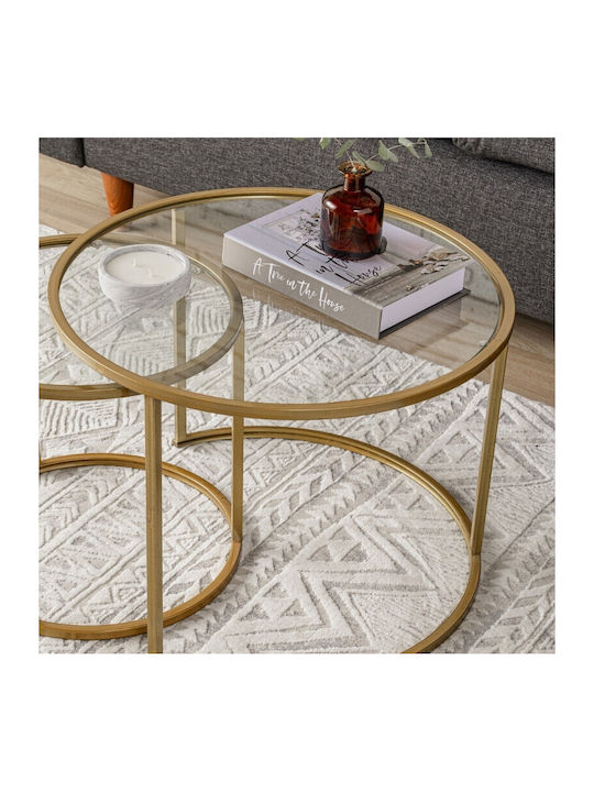 Round Zigon Set Vetro Glass Gold 2pcs L60xW60xH43cm