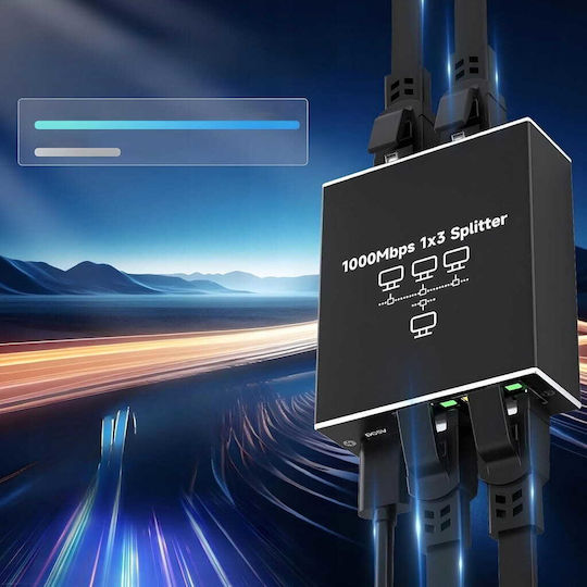 Adaptor Lan Splitter 1x3 Comutator 2xRJ45 Ethernet 1000mb Gigabit