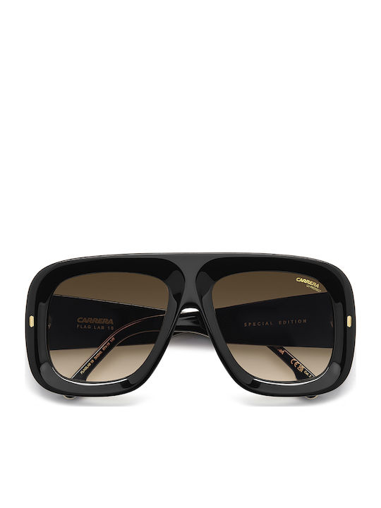 Carrera Unisex Sunglasses With Black Horn-Rimmed Frame And Grey Gradient Lens FLAGLAB 18 2M2/HA